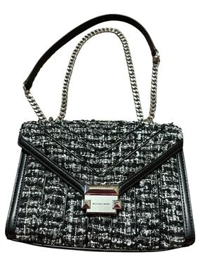 Michael Kors Black & White Tweed Chain-Strap Shoulder Bag
